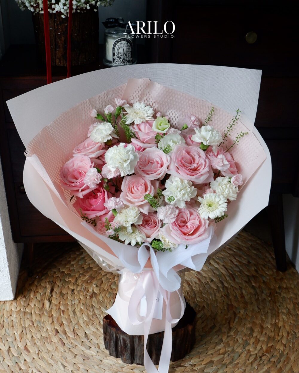 BÓ HOA HỒNG OHARA HỒNG MIX NHIỀU HOA GIAO NHANH HCM