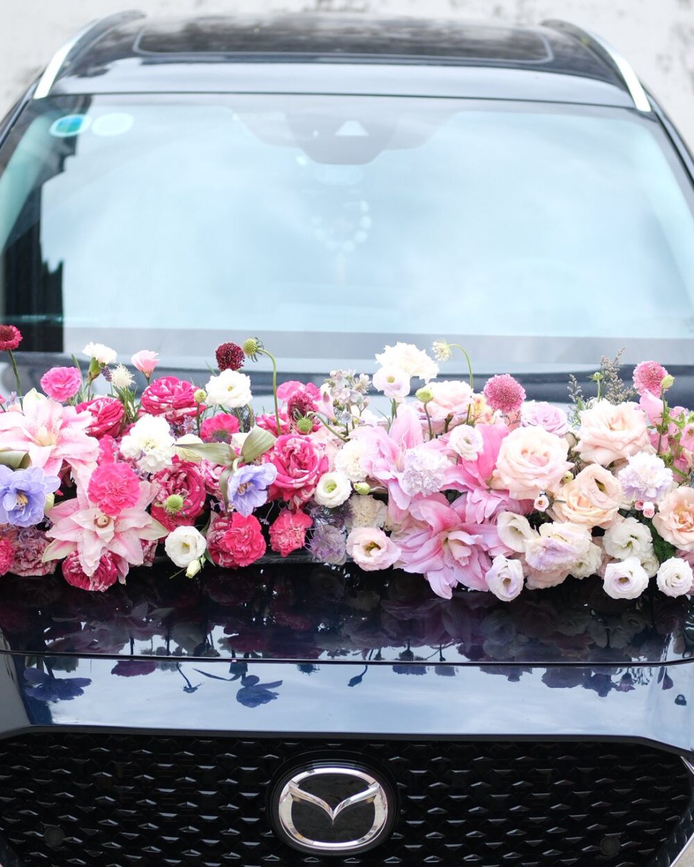 XE CƯỚI CÔ DÂU HOA HỒNG PASTEL NGỌT NGÀO MẪU XE HOA CƯỚI TINH TẾ LÃNG MẠN XC14