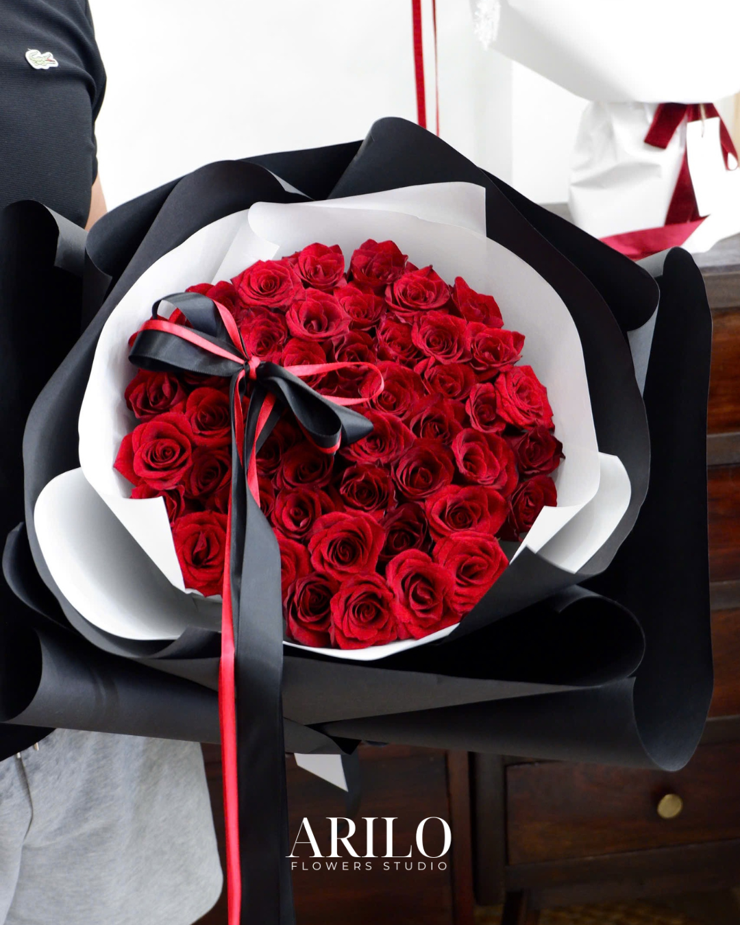 Shop hoa tươi Sài Gòn / BÓ HOA HỒNG ĐỎ MIX NƠ / HOA SINH NHẬT / HOA KỈ NIỆM