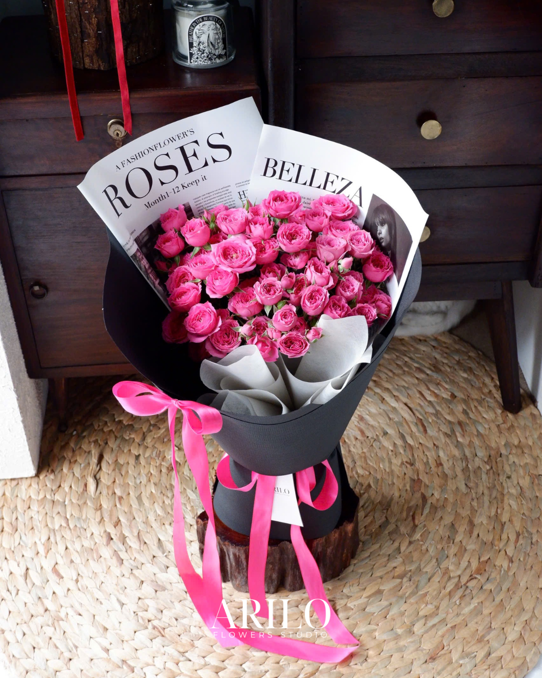 Shop hoa tươi Sài Gòn / BÓ HOA HỒNG SOFIA TONE HỒNG ĐEN / HOA SINH NHẬT / HOA KỈ NIỆM