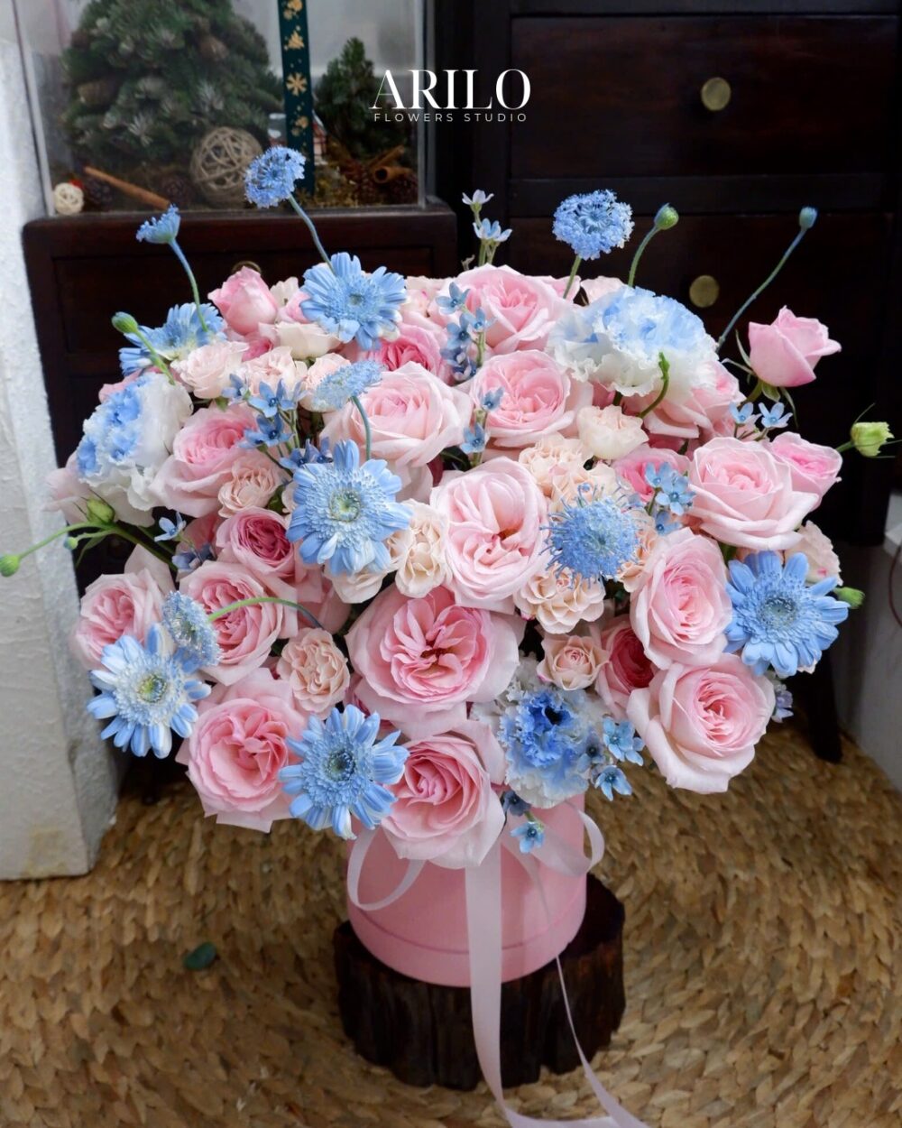 LÃNG HOA KHAI TRƯƠNG HỒNG PHÁT MÀU HỒNG PHẤN VÀ XANH PASTEL G25