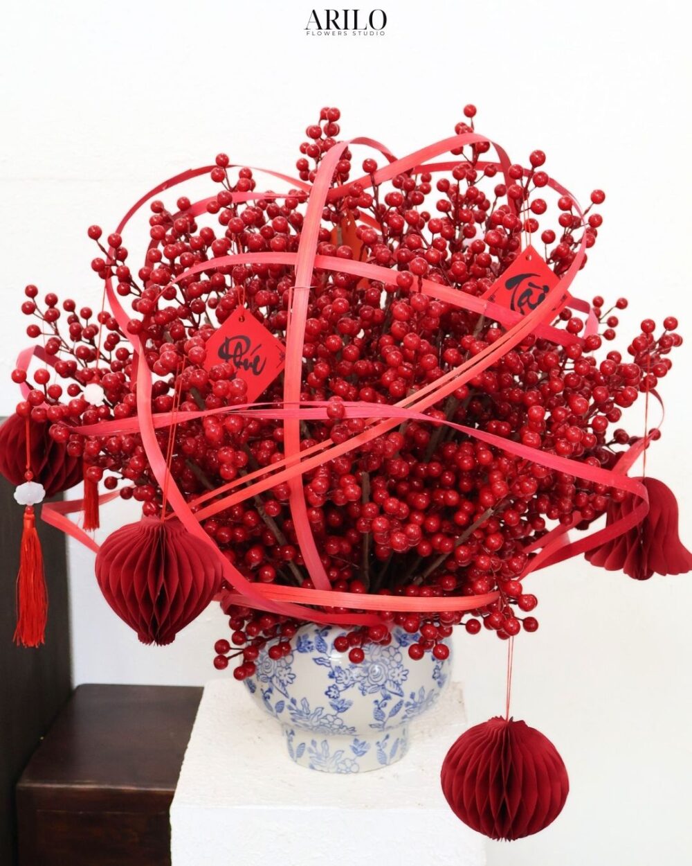 ĐÀO ĐÔNG NHỰA VVIP DECOR TẾT SANG TRỌNG TẠI SHOP HOA TƯƠI SÀI GÒN G34