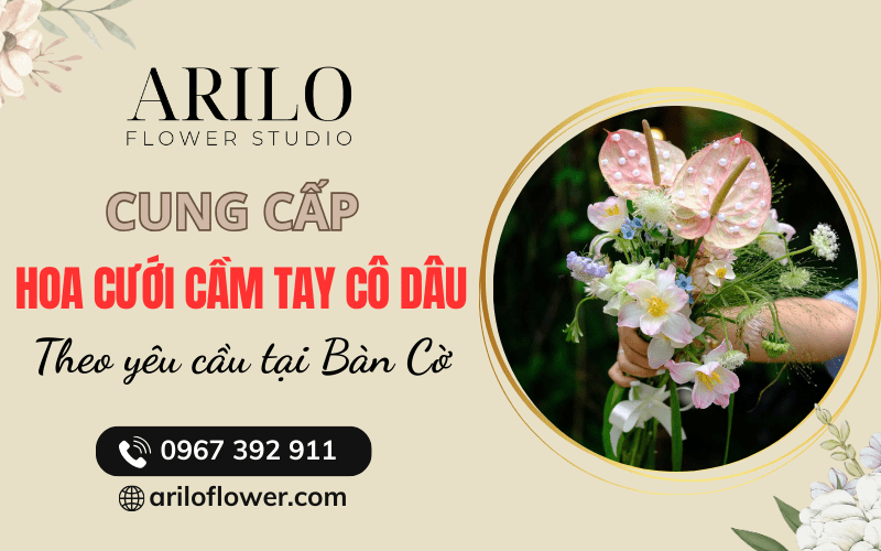 hoa cưới cầm tay cô dâu tại Bàn Cờ