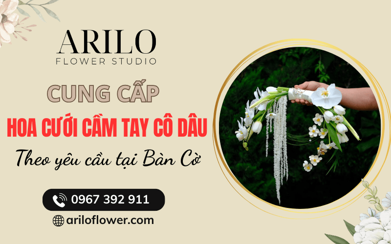 hoa cưới cầm tay cô dâu tại Bàn Cờ