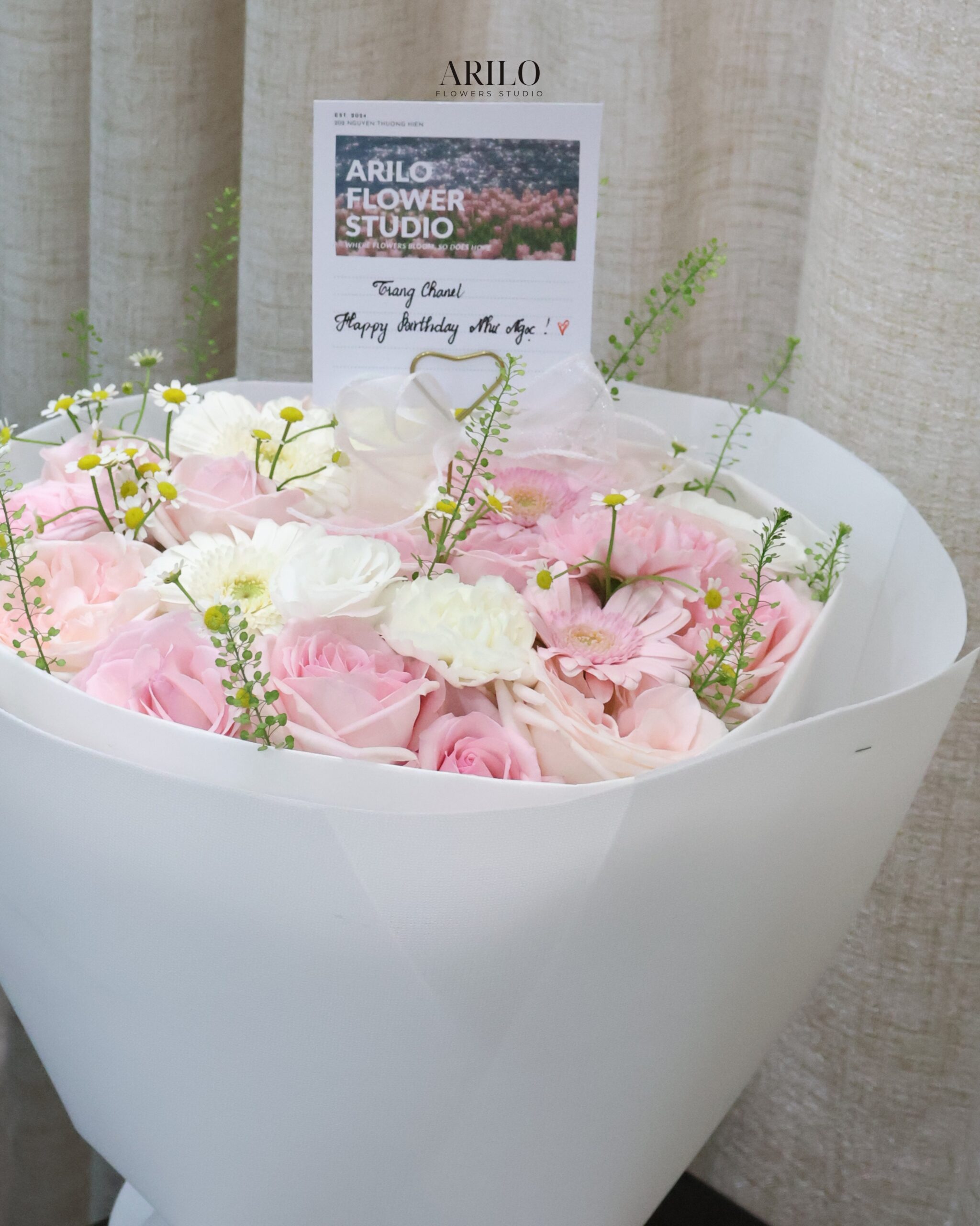 BÓ HOA TONE HỒNG PASTEL THANH LỊCH MÓN QUÀ NHẸ NHÀNG GỬI TRỌN YÊU THƯƠNG B727