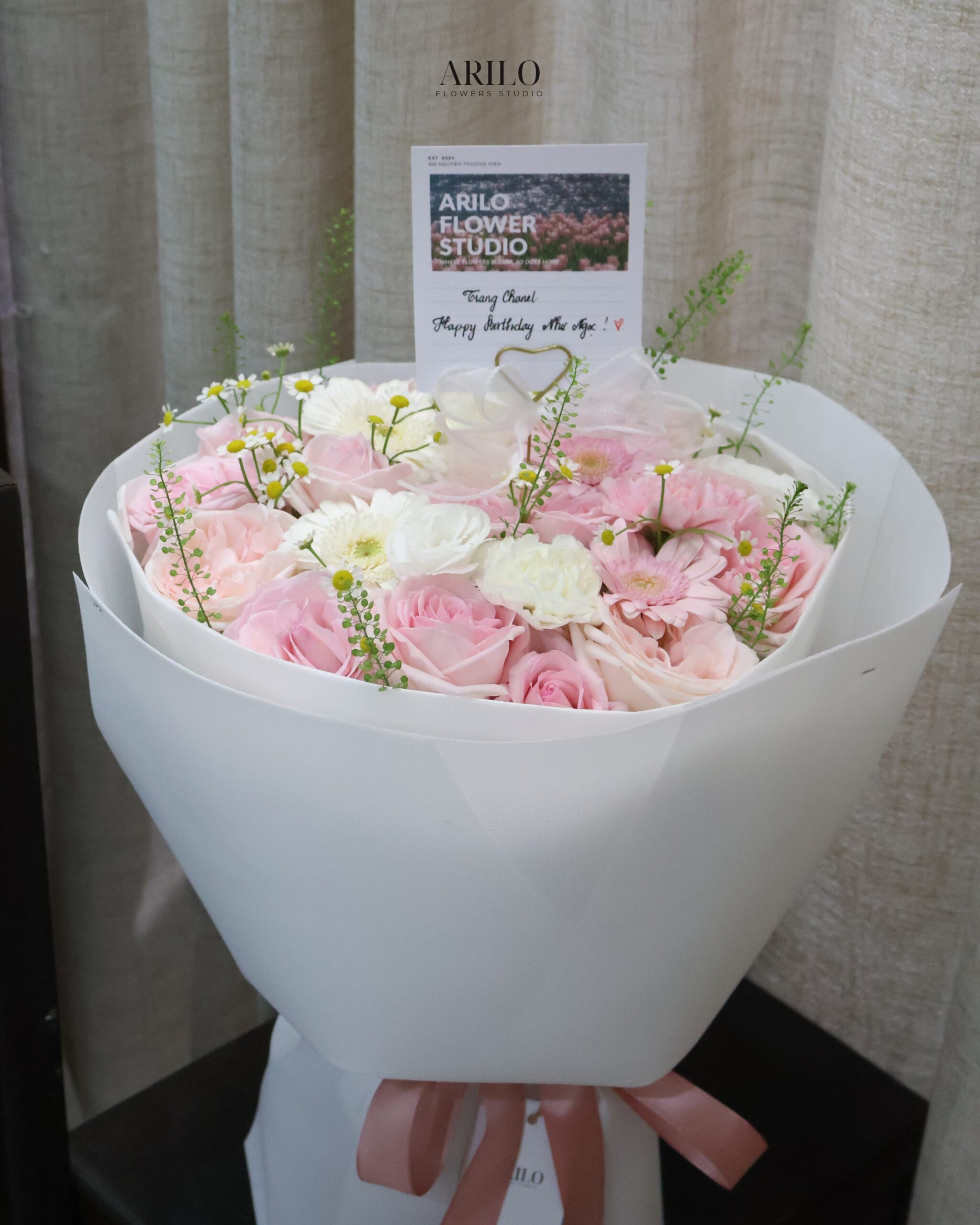 BÓ HOA TONE HỒNG PASTEL THANH LỊCH MÓN QUÀ NHẸ NHÀNG GỬI TRỌN YÊU THƯƠNG B727